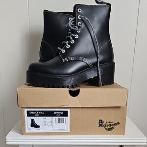 Dr. Martens Black Combat Moto Boots with Chunky Sole